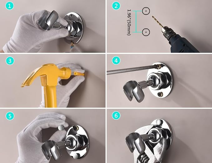 Adjustable Shower Head Holder Wall Mount, Solid Brass Handheld Shower Bracket - Image 7
