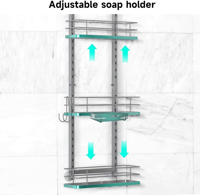 Shower Caddy Hanging, Adjustable Anti-Swing-Over The Shower Head Caddy - Image 4