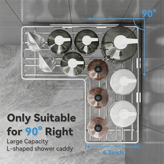 3 Pack Adhesive Corner Shower Caddy Shelf Organizer Rack, No Drilling Stainless - Image 2
