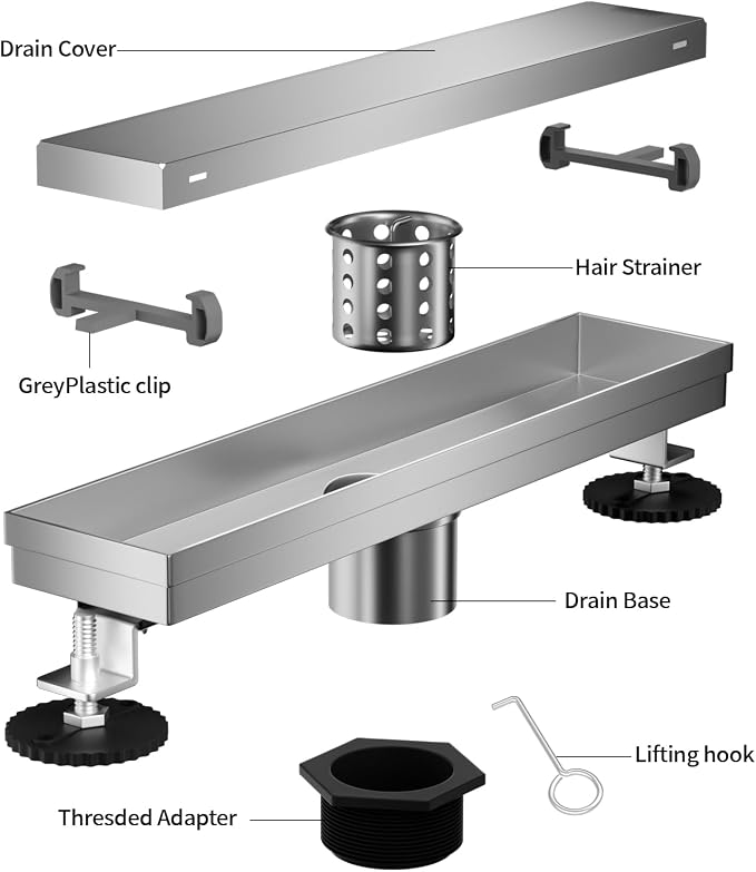 Linear Shower Drain, 304 Stainless Steel - Image 8