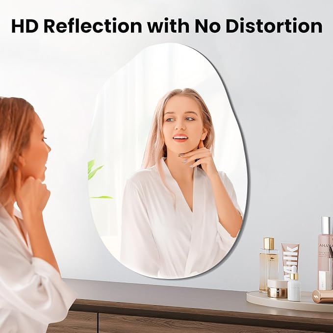 VASUHOME Irregular Frameless Bathroom Mirror, 24 x 36 Inch Wall Vanity Mirror - Image 2
