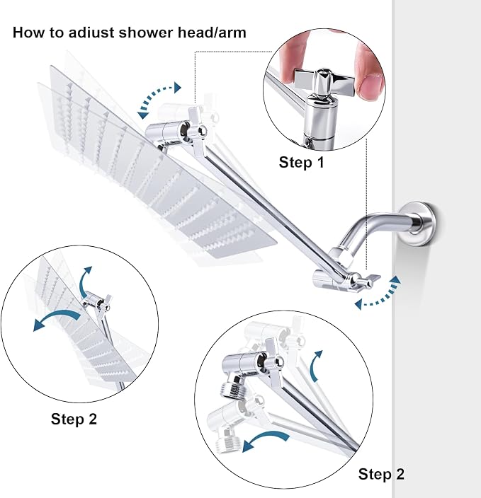 Heavy Duty Adjustable Shower Arm, Strong Load Support, No Sagging, Keeps Shower - Image 5