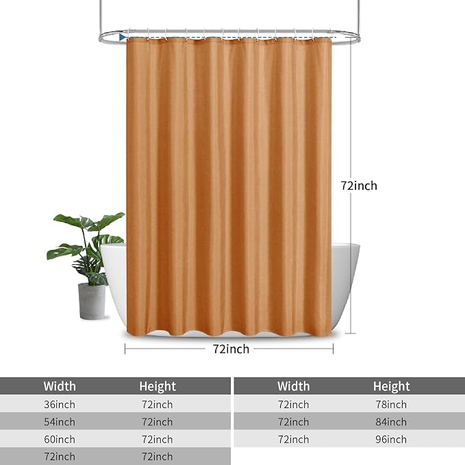 2-in-1 Waterproof Fabric Shower Curtain or Liner, Linen Textured, Breathable - Image 3