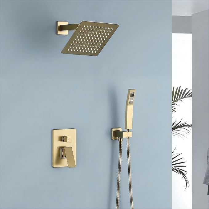 JOYWELL Shower Faucet Brushed Gold Shower System 8 Inches Rain Shower and - Image 2