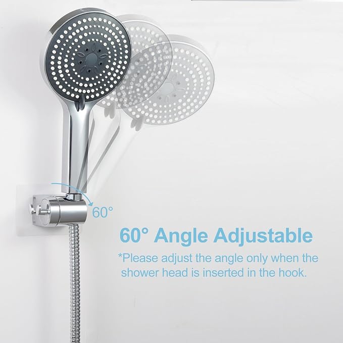 OFFO Shower Head Holder, Strong Adhesive Shower Hooks, 60° Adjustable - Image 4