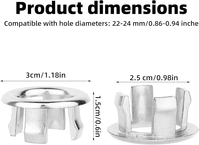 10 Pcs Sink Overflow Ring Cover, Chrome Bathroom Sink Overflow Trim Ring Cap - Image 2