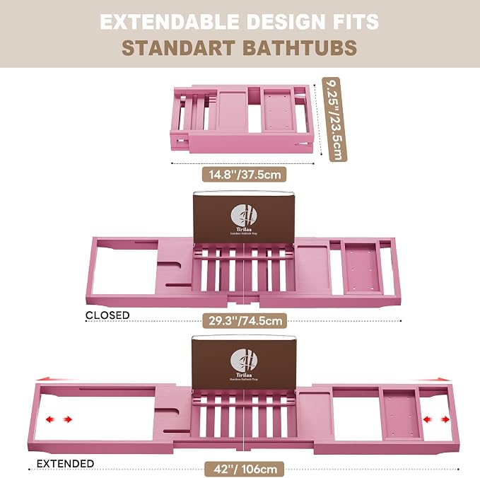 Yirilan Foldable Bathtub Caddy, Expandable Bath Caddy Tray, Unique House - Image 2