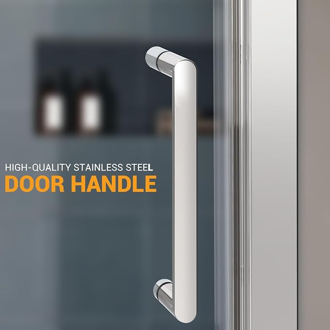 Bathroom Shower Glass Door 57.4"-59" W×76" H, Single Sliding Shower Door - Image 4