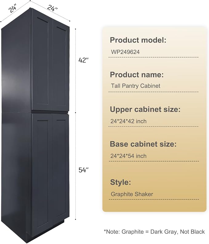 Pantry Cabinet, 4-Soft Close Door, 5 Adjustable Shelves, 2 Portion, Unassembled - Image 3