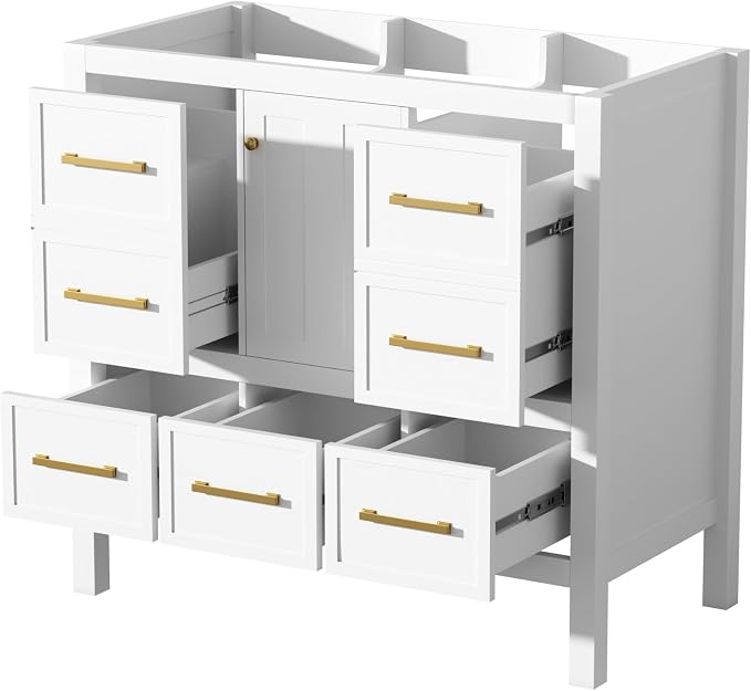 36 Inch White Bathroom Vanity Without Sink Top, Freestanding Bathroom Vanity - Image 3