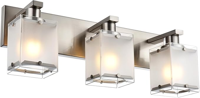 Modern 3-Lights Brushed Nickel Vanity Lights, Bathroom Light Fixture Over by WINSHENLighting