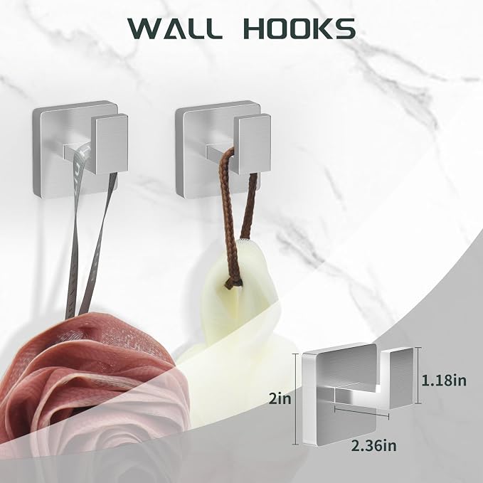 7-Piece Bathroom Hardware Set Brushed Nickel Towel Bar Set - Image 3