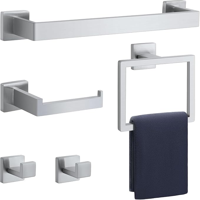 16 in Matte Bathroom Accessories Set, Bath Towel Bar Set, Stainless Steel by Unknown