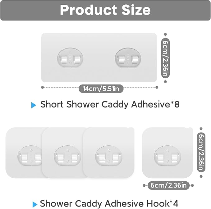 Shower Caddy Adhesive Replacement, Transparent Strong Adhesive Hooks, No - Image 2