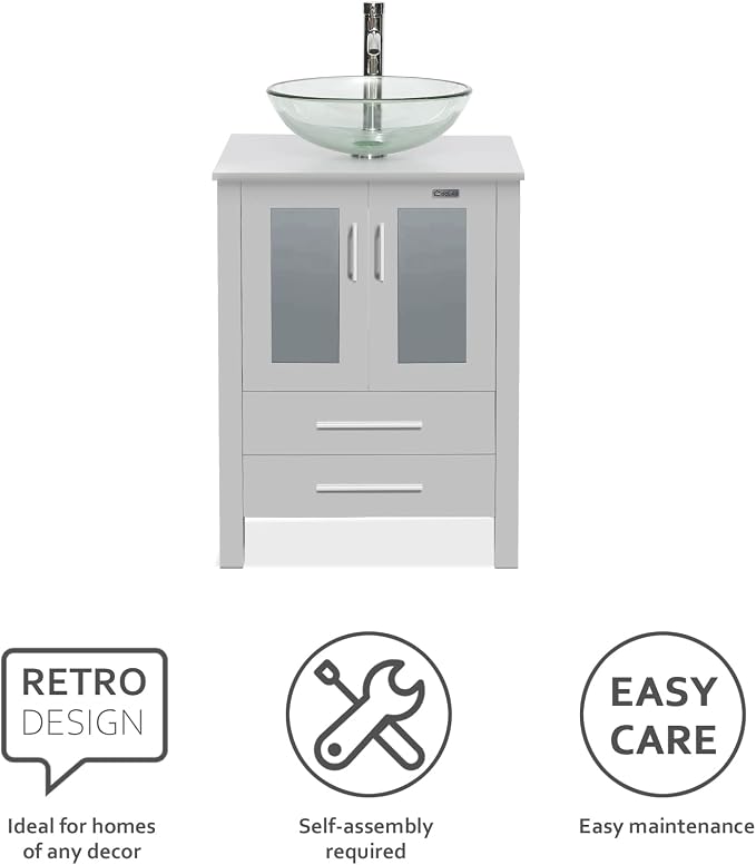 eclife 24" Modern Bathroom Vanity Sink Combo Freestanding Cabinet - Image 5