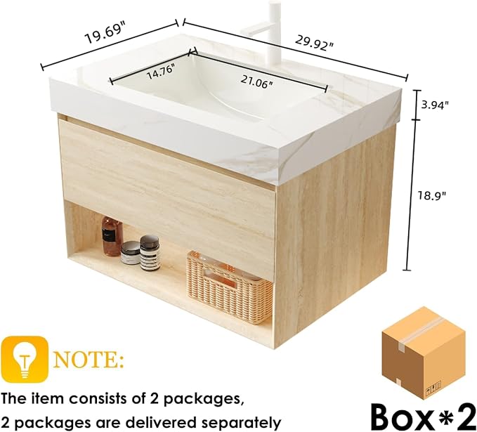 Ambrovina 30" Floating Bathroom Vanity - Image 2