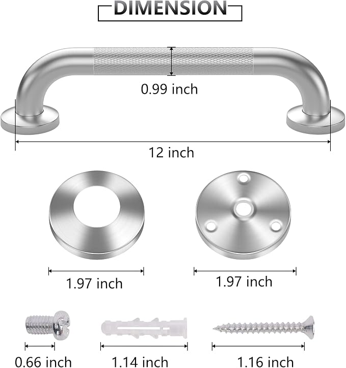 2 Pack 12 Inch Grab Bars for Bathtubs and Showers, Anti Slip Shower Grab Bars - Image 7