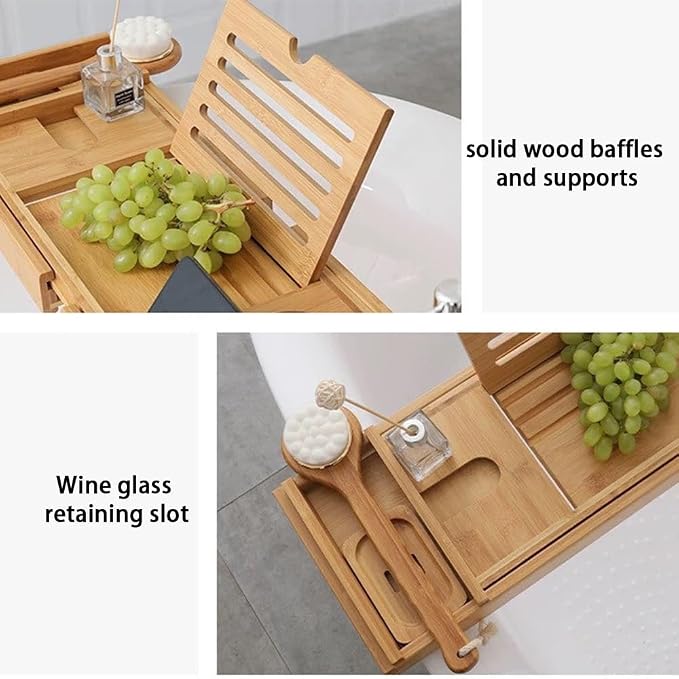 Expandable Bath Tray, Wooden Bathtub Tray Caddy - Image 3