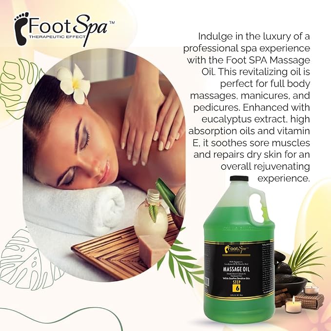 Foot SPA - Massage Oil, Eucalyptus Extract, 128 Oz - Professional Full Body - Image 3