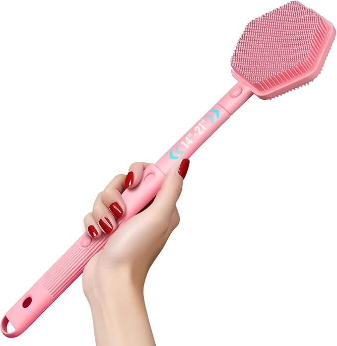 Silicone Back Scrubber for Shower – 21in Extendable Shower Brush by AIMAIAIMAI