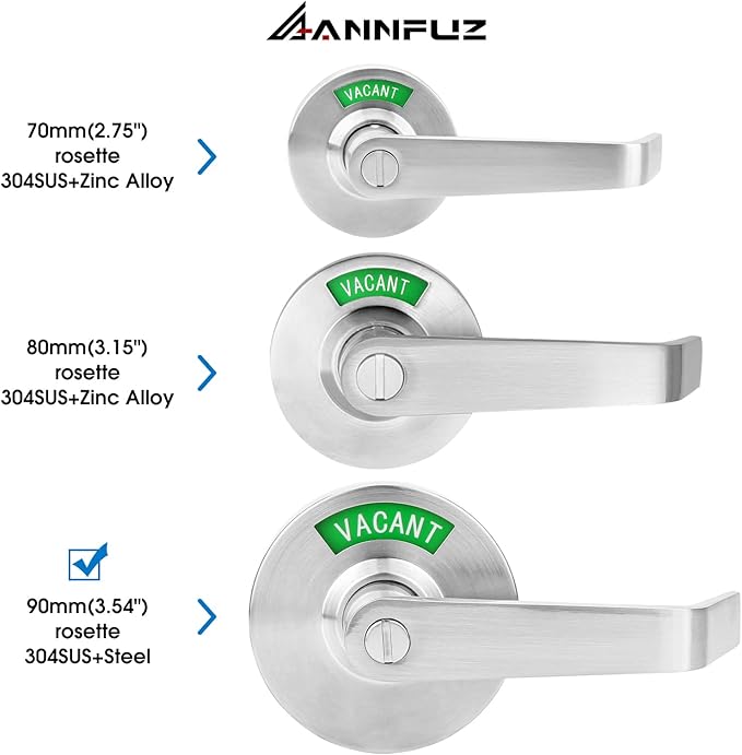 Vacant Occupied Bathroom Door Handle Lock, Privacy Lever - Image 2