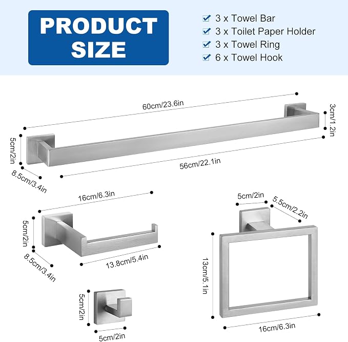 Cilee 10-Pieces Bathroom Hardware Set - Image 2