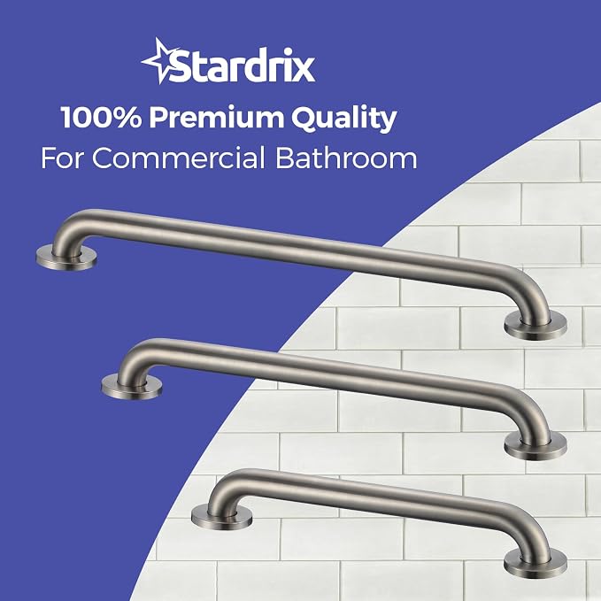 Grab Bar Bundle for ADA Compliance, Brushed Stainless Steel Grab Bar Set for - Image 7