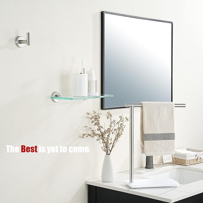 JQK Bathroom Glass Shelf Brushed, Tempered Glass Shower Storage 12 by 5 inches - Image 4