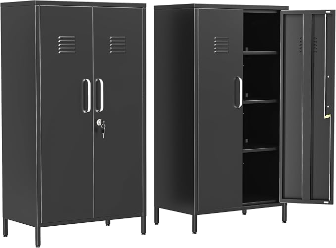 Narrow Storage Cabinet 51.18" H Bathroom Cabinet Metal Pantry Cabinets by Ckzbx