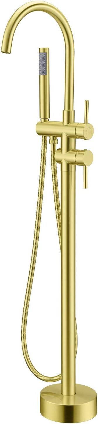Freestanding Tub Filler Bathtub Faucet Brushed Gold Floor Mounted Brass Faucets by ArtiquaSanitaryWare