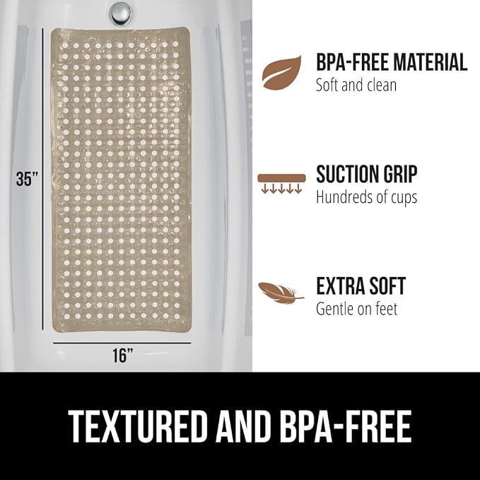 GORILLA GRIP Patented Bath Tub Shower Mat, Machine Washable Bathtub Floor Liner - Image 5