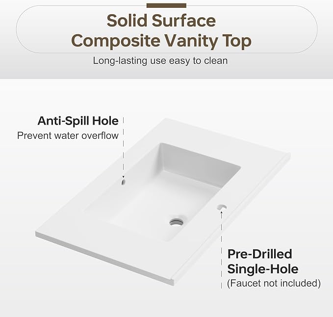 30 "Bathroom Vanity with Sink, Modern Bathroom Single Sink Vanity, Bathroom - Image 5