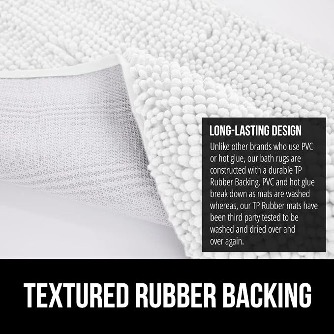 GORILLA GRIP Bath Rug Mat 70x24, Thick Soft Absorbent Chenille, Quick Dry - Image 6