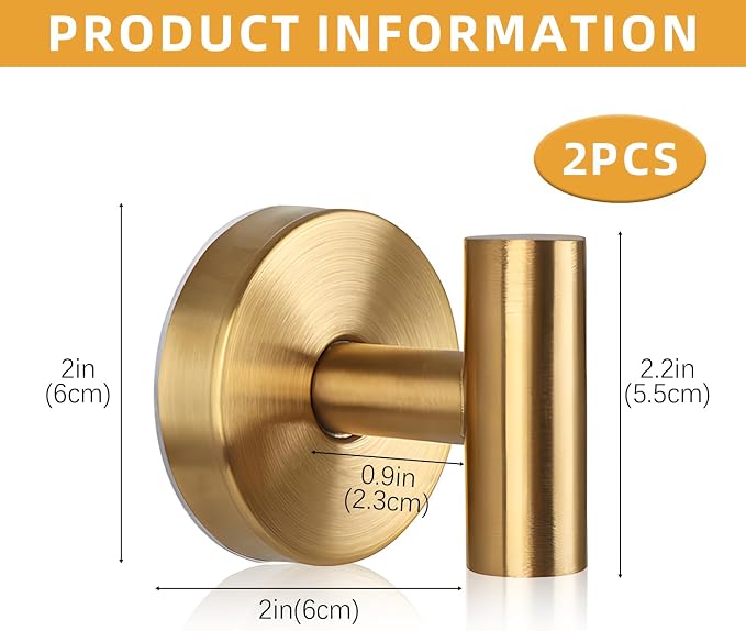 2 Pcs Suction Cup Hooks, Stainless Steel Removable Shower Towel Hook, No Drill - Image 2