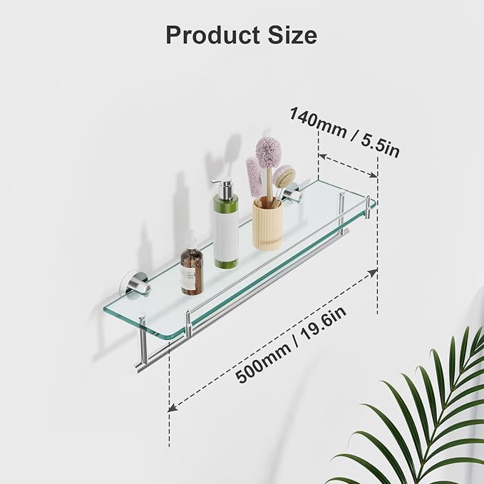 20-Inch Tempered Glass Bathroom Shelf - Image 3