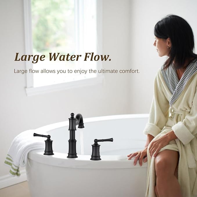 Roman Tub Faucet Classic Widespread Deck Mount Bathtub Faucet 3 Holes Brass - Image 6