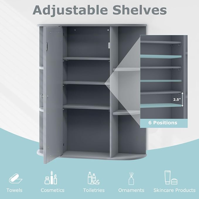 COSTWAY Wall Mounted Bathroom Cabinet - Image 5