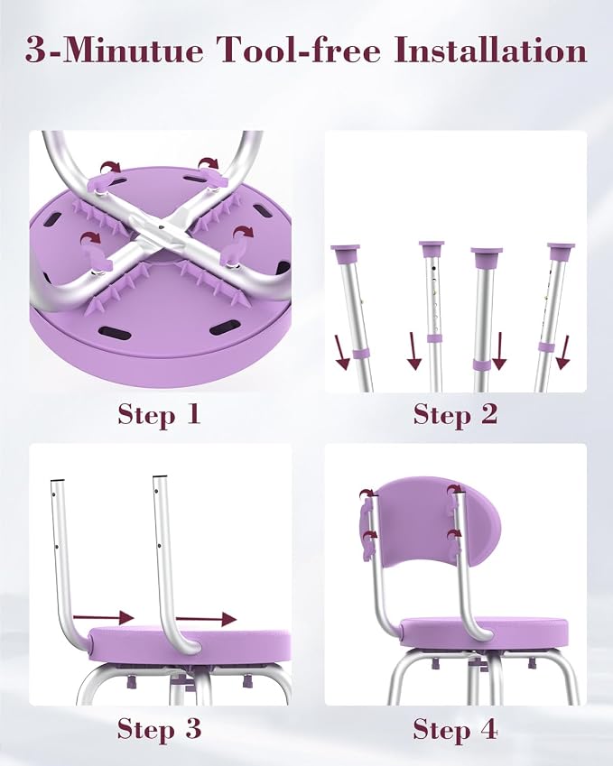 Swivel Shower Chair, 360° Non-Slip Shower Seat - Image 7