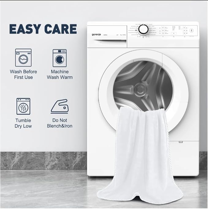 White Beautiful Comfortable Cotton Bath Towels, 137.16 cm x 68.58 cm, Face. - Image 8