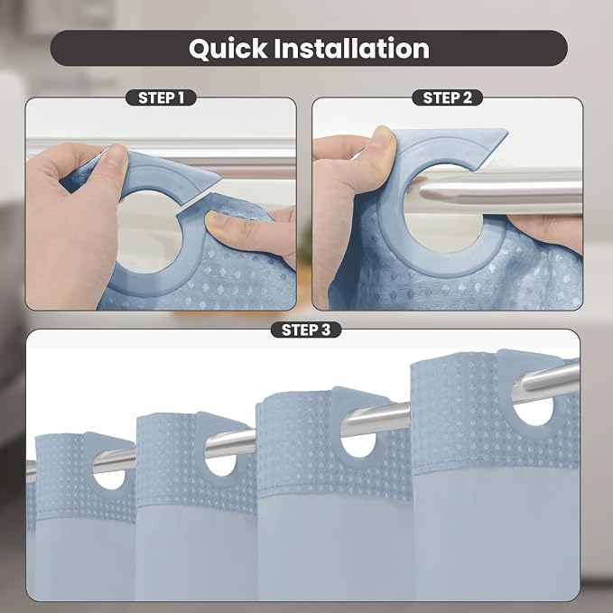 Inhousolu Extra Long No Hook Shower Curtain - Image 3