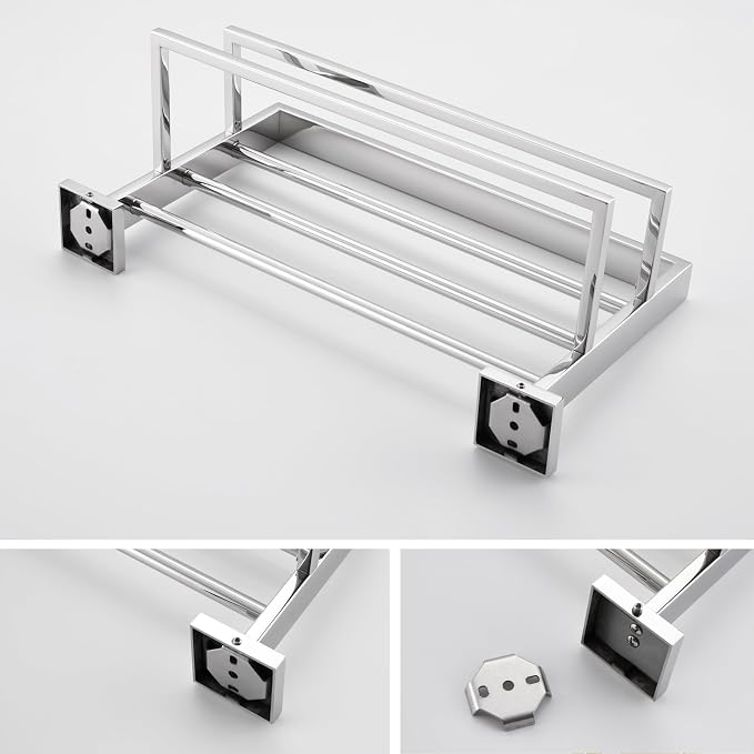 KOKOSIRI Bathroom Towel Shelf 16'' Chrome Towel Rack - Image 7