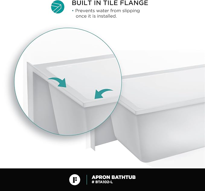 Fine Fixtures Acrylic, Fiberglass Alcove Soaking Bathtub - Image 5