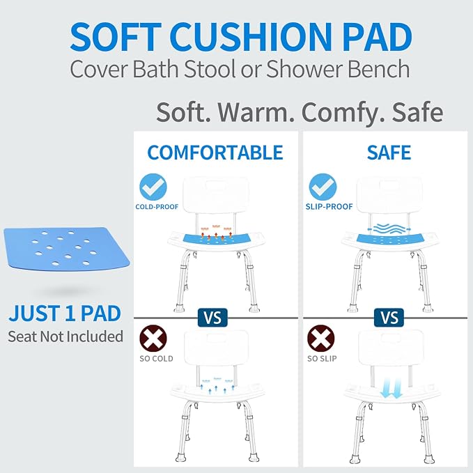 MINIVON Shower Chair Pad 9" x 14" Inch Bath Seat Cushion Anti Skid, Cover - Image 7