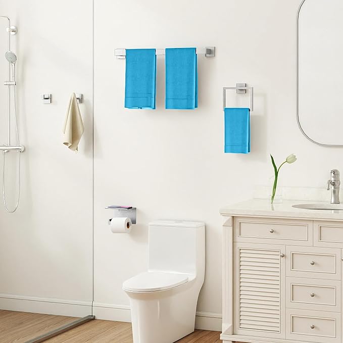 10-Piece Bathroom Hardware Accessories Set Brushed Nickel, 24 inch Towel Bar - Image 2