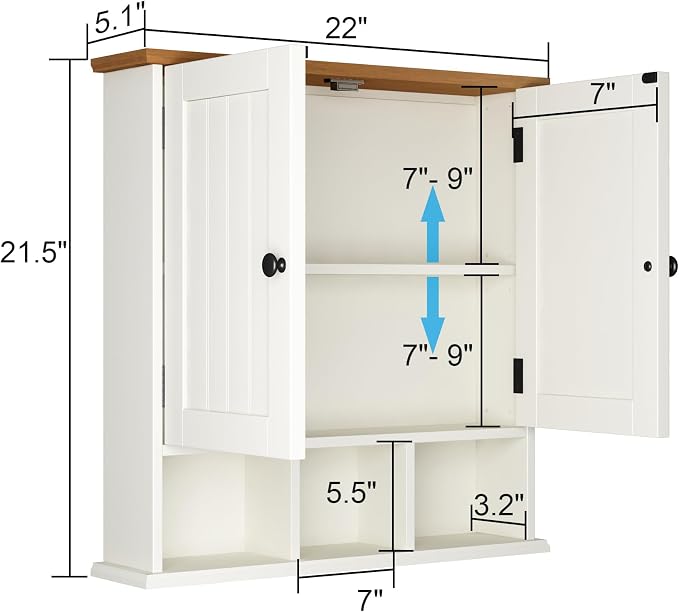 ChooChoo Bathroom Cabinet Wall Mounted 2-Door - Image 3