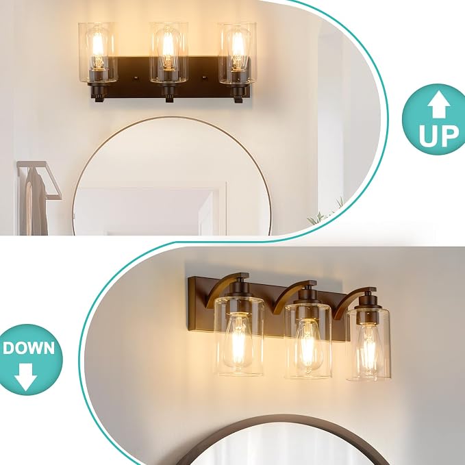 3-Light Bathroom Light Fixtures Modern ORB Vanity Lights - Image 4
