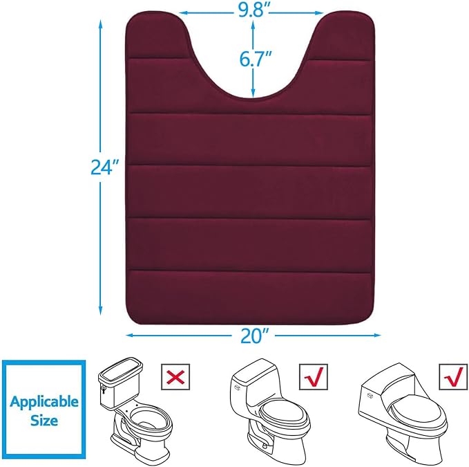 Buganda Memory Foam U-Shaped Contour Toilet Rugs, Non Slip Absorbent, Thick - Image 2