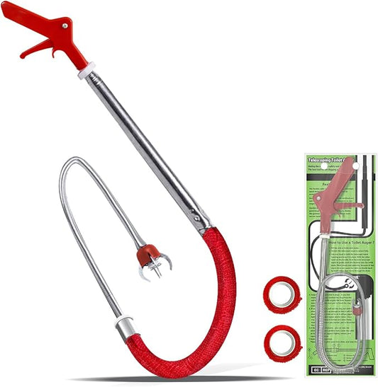 69" Toilet Auger Grabber Tool, Flexible Grabber Unclogging Tool, Four Jaw Pickup by gulrear