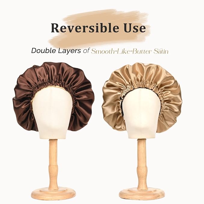 YANIBEST Adjustable Satin Bonnet Double Layer Hair Bonnet - Image 3