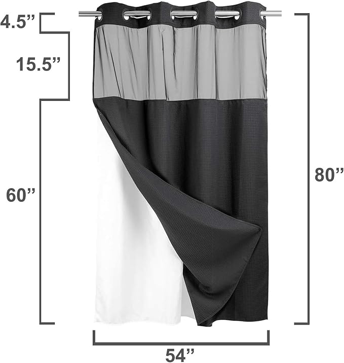 River Dream Heavyweight No Hooks Required Dotted Waffle Weave Shower Curtain - Image 8
